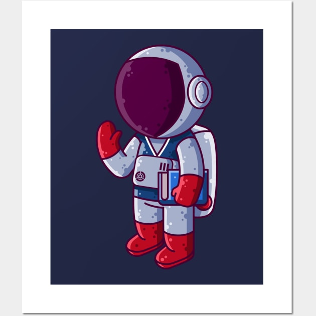 Cute Astronaut Student Cartoon Wall Art by Ardhsells